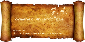 Formanek Annamária névjegykártya