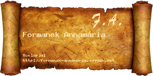 Formanek Annamária névjegykártya